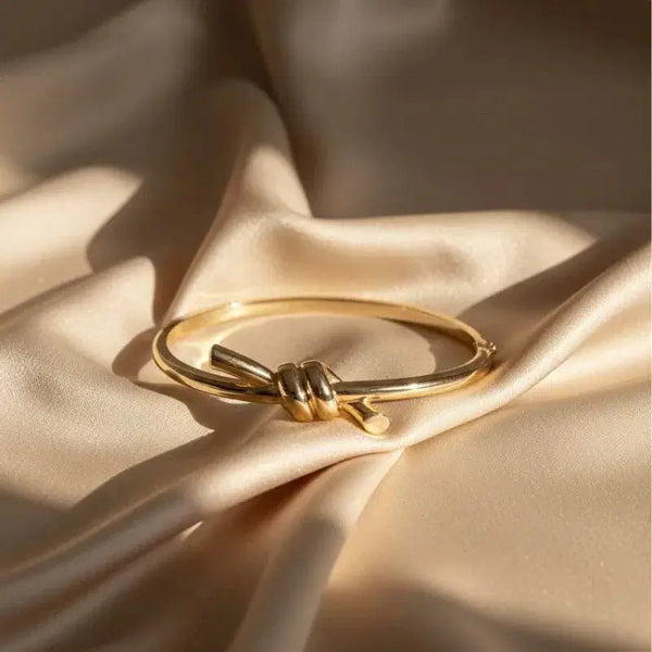14K Minimalist Gold Plated Bracelet with Knot Detail