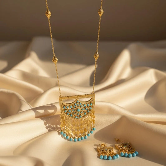 18K Gold Plated Heritage Crescent Pendant & Earring Set