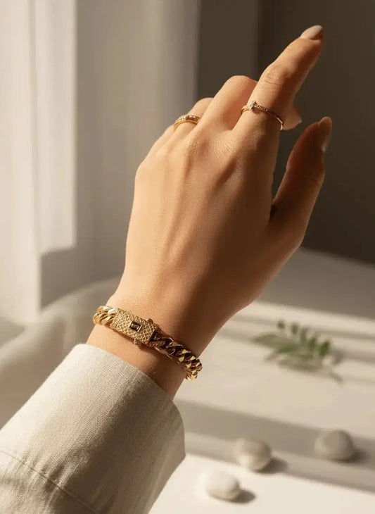 Gold Plated Cuban Link Bracelet with Box Clasp