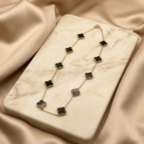 Black Clover Gold Plated Necklaces for Women