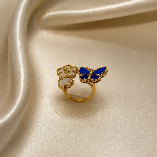 Butterfly & Flower 18K Gold Plated Rings for Ladies