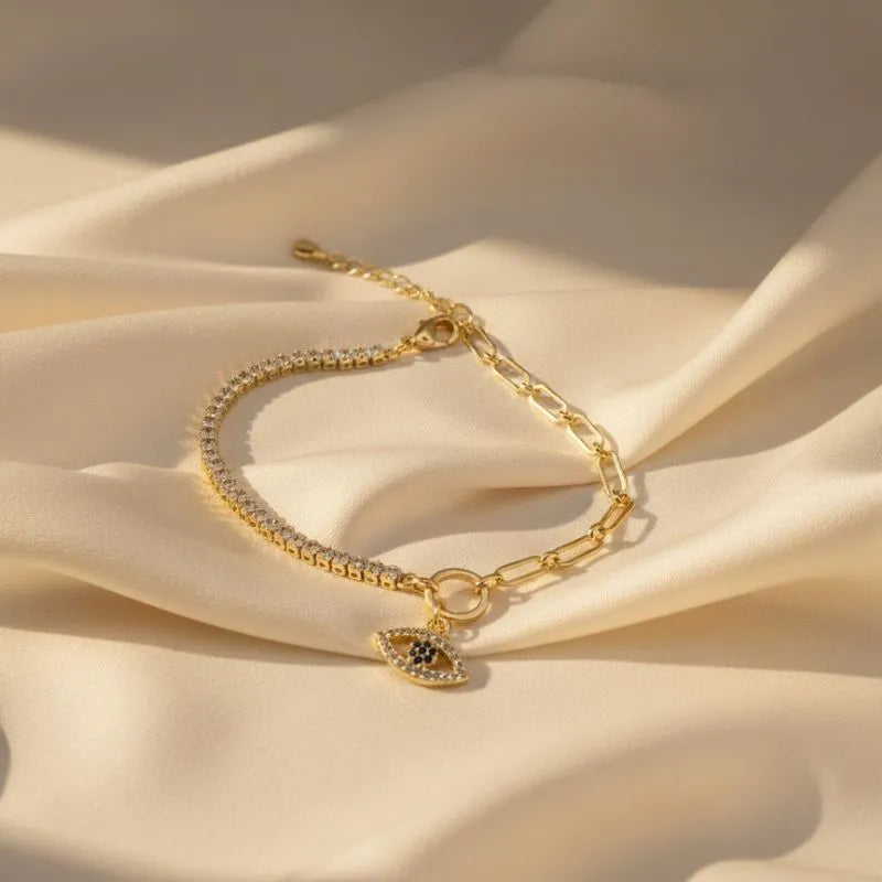 Evil Eye Gold Crystal Bracelet for women