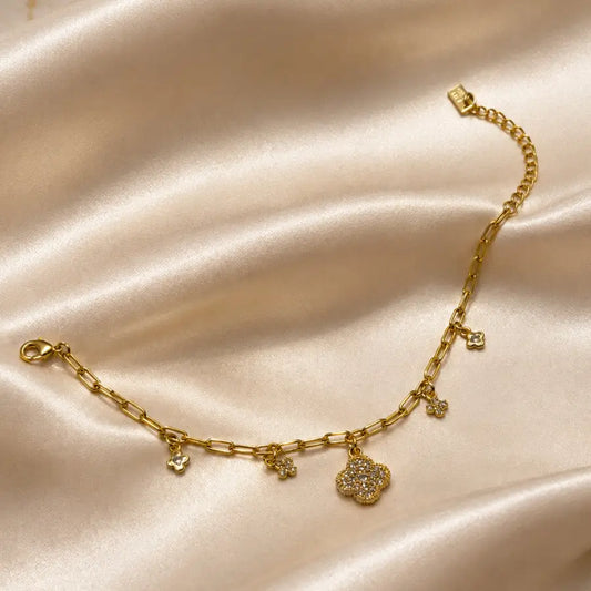 Floral Charms Gold Plated Charm Bracelet