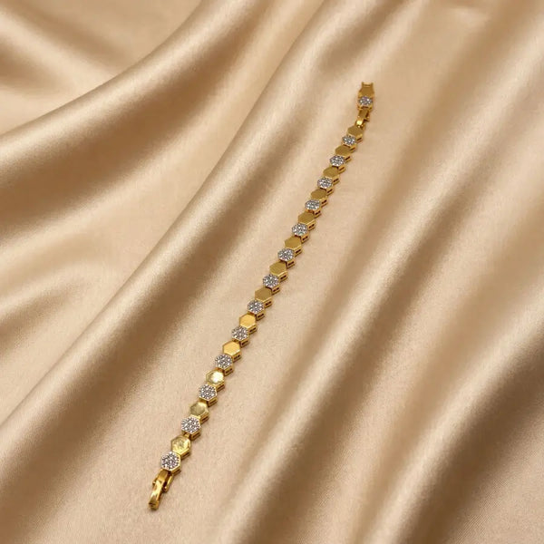 Geometric Zirconia Gold Plated Tennis Bracelet