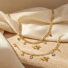 Gold-Plated Crystal and Pearl Bee Multi-Charm Jewelry Set