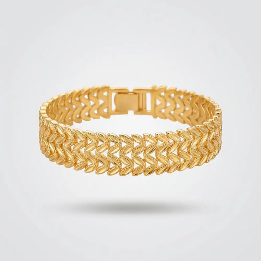 Gold Plated Double Row Leaf Link Bracelet