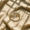 Gold Plated Leaf Cuff Ring Adjustable with zirconia