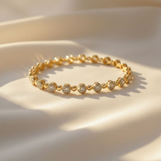 Gold Plated Pavé Circle Tennis Bracelet