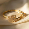 Gold Plated Crystal Baguette Cuff Bangle & Ring Set