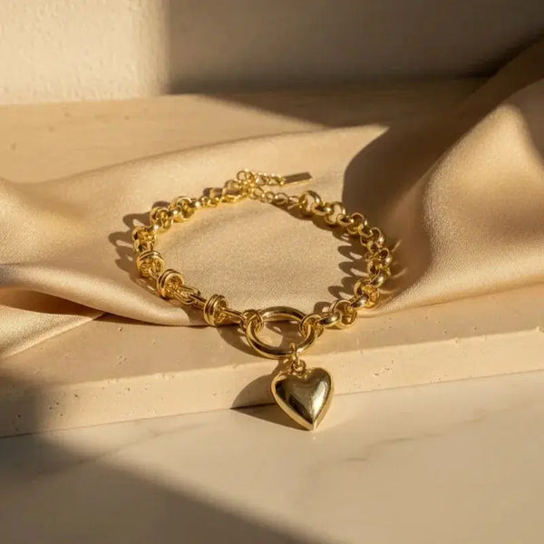 Golden Heart Chain Bracelet for Women