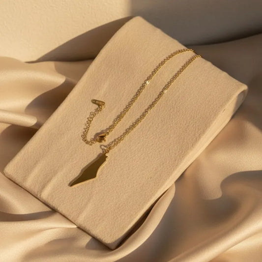 Map Of Palestine Block Necklace