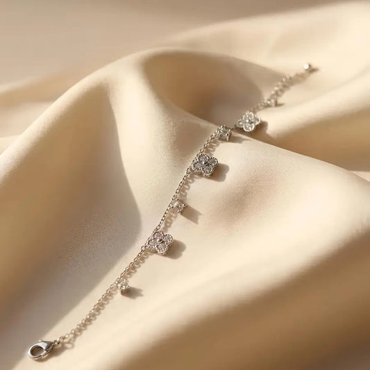 Multi Flower Silver Plated Charm Bracelets
