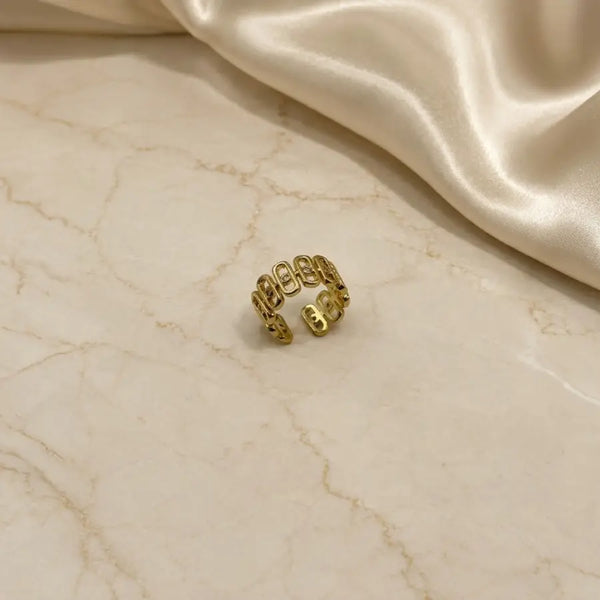Open Chain Link 18K Gold Plated Ring