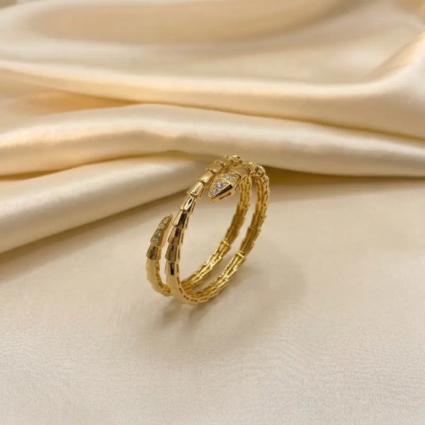 Serpentine 18K Gold Plated Bangle