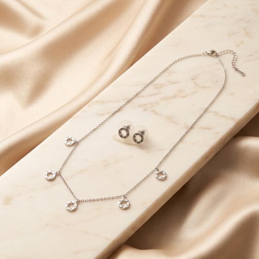 Silver Plated Necklace Set with Earrings