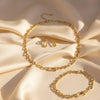 Gold Plated Chain Jewelry Set with Zircon (3pcs)