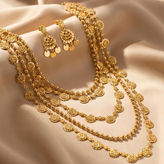 Traditional 3-Piece Gold-plated Layered Jewelry Set front view