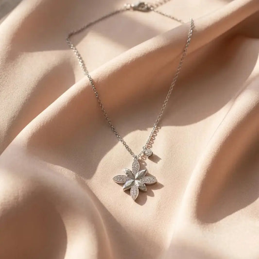 Silver-plated Alternating Flower Necklace