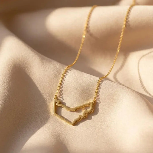Gold-Plated UAE Map Silhouette Pendant Necklace
