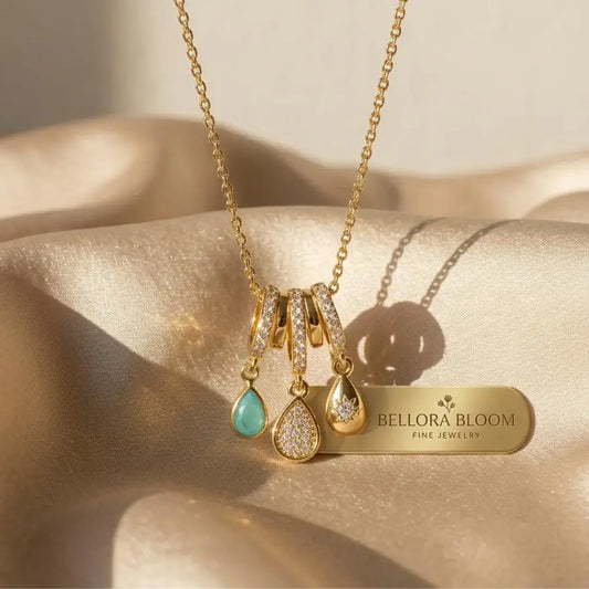 Luxury Gold-plated Necklace with 3 Distinct Zirconia Stones