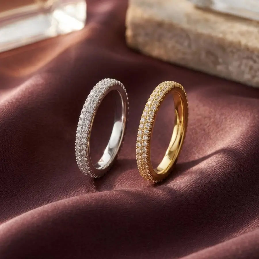 Luxury Silver or Gold-Plated Ring with Zirconia Stones