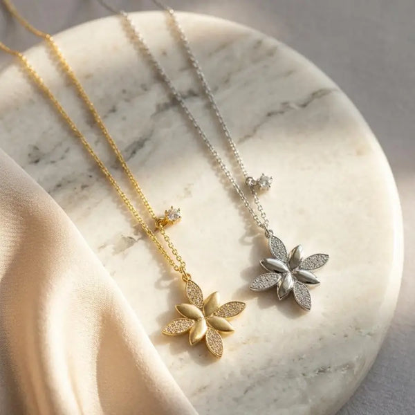 Silver and Gold-plated Alternating Flower Necklace