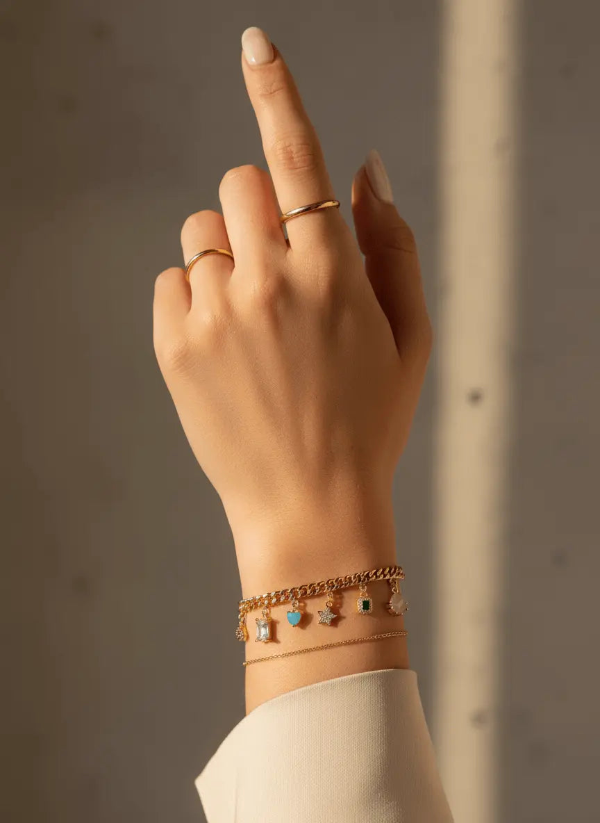 Gold Plated Colorful Charm Chain Bracelet