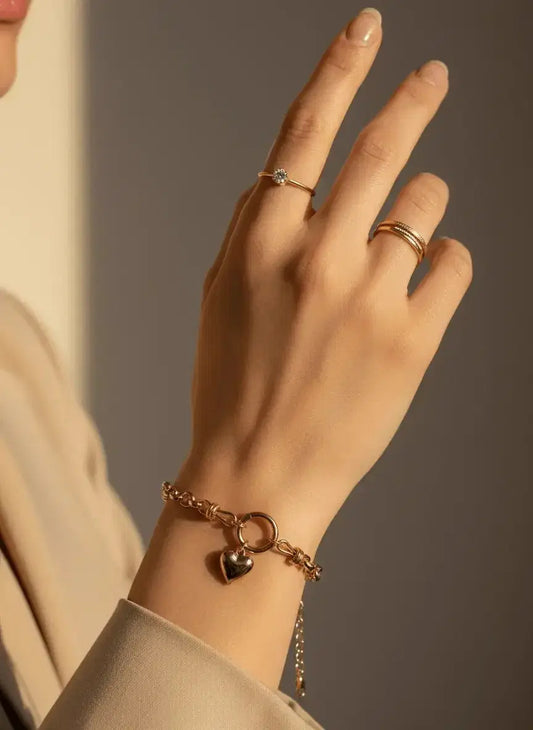 Golden Heart Chain Bracelet for Women