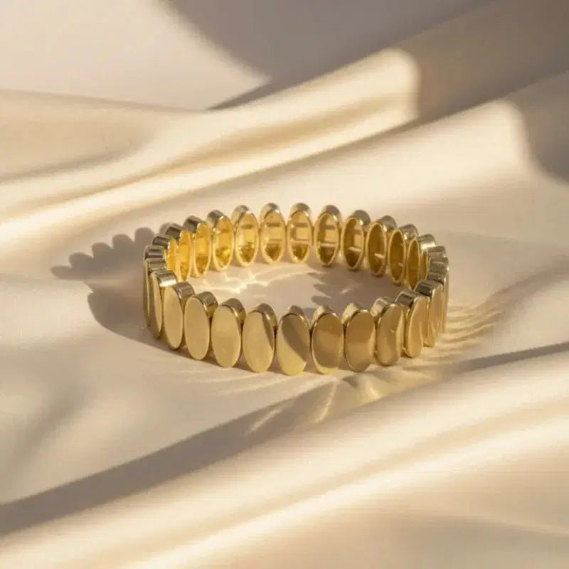 Gold Plated Bracelet with Oval Stretch Link Design