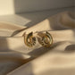 14K Gold Plated Stud Earrings with Textured Open Curve Design