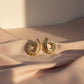 14K Gold Plated Stud Earrings with Textured Open Curve Design
