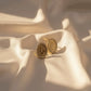 14K Gold Plated Stud Earrings with Oval Coin Design