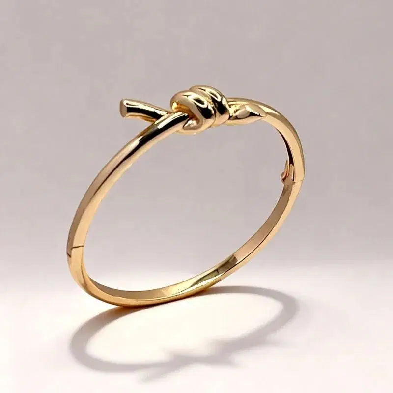 14K Minimalist Gold Plated Bracelet with Knot Detail
