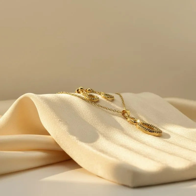 18K Gold Plated Crystal Chain Link Set