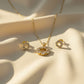 18K Gold Plated Floral Crystal Halo Set