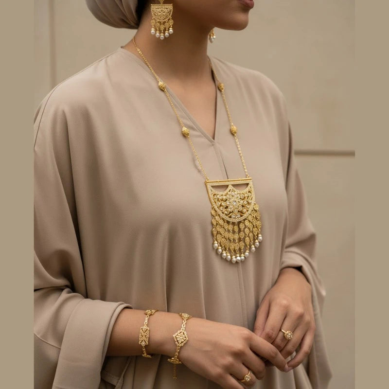 18K Gold Plated Heritage Crescent Pendant & Earring Set