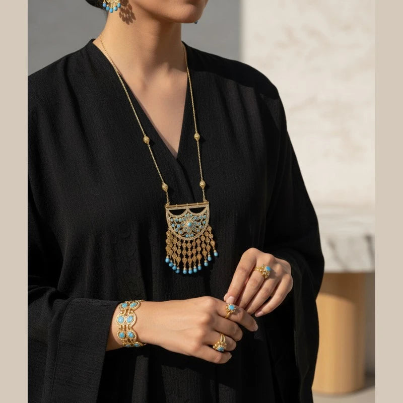 18K Gold Plated Heritage Crescent Pendant & Earring Set