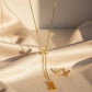 18K Gold Plated Shimmering Butterfly Lariat & Earring Set