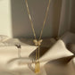 18K Gold Plated Shimmering Butterfly Lariat & Earring Set