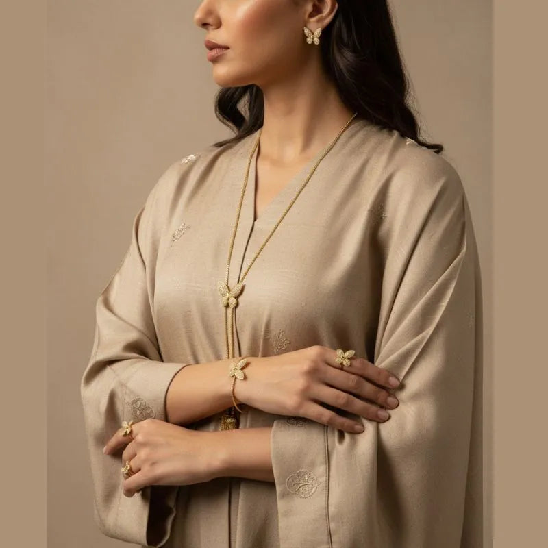 18K Gold Plated Shimmering Butterfly Lariat & Earring Set