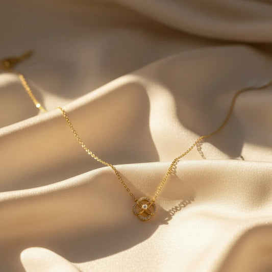 18K Gold Plated Sparkling Petal Clover Necklace