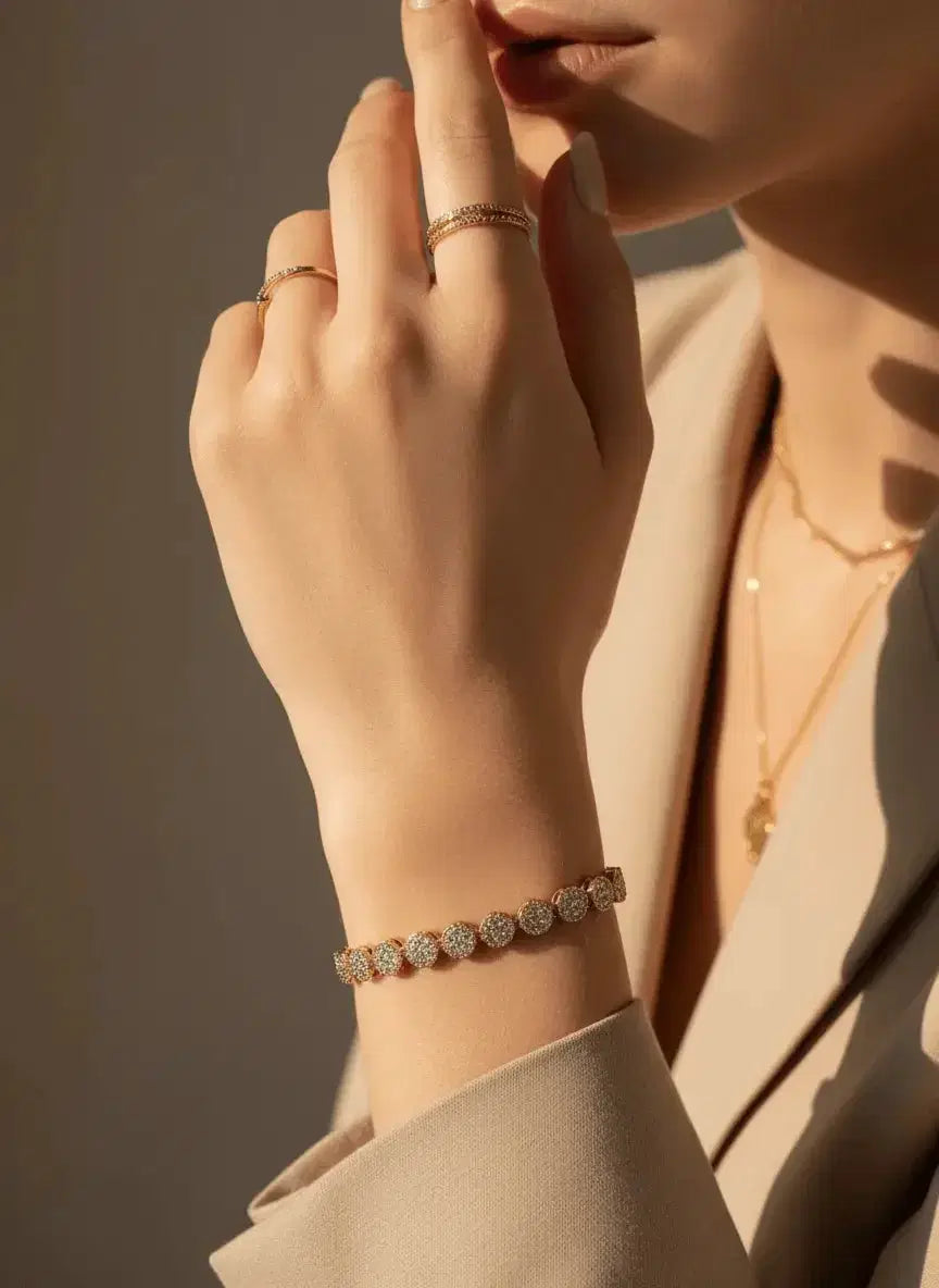 Plated Tennis Bracelet with Zircon (Gold )