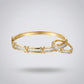 Baguette X Bracelet & Ring Set Gold Plated on a light gray background