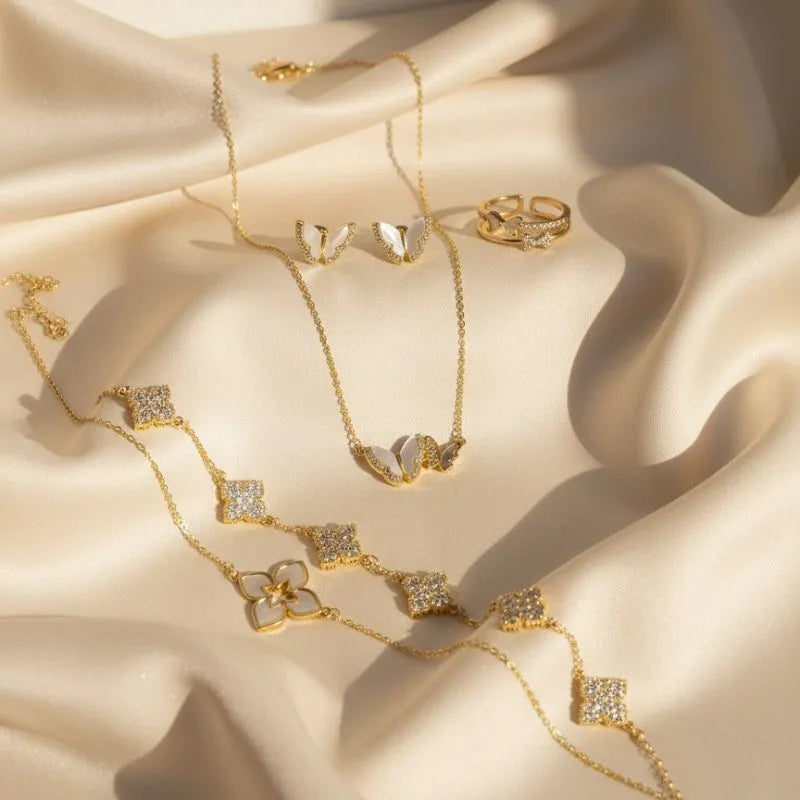 Blossom Butterfly Gold Plated Jewelry Bundle