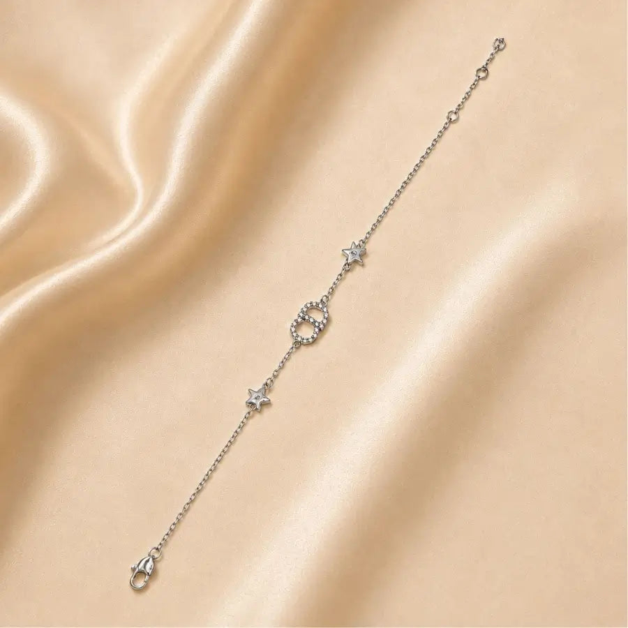 CD Emblem Silver Plated Charm Bracelet