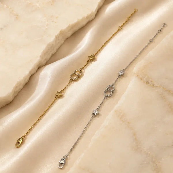 CD Emblem & Stars Gold Plated Charm Bracelet