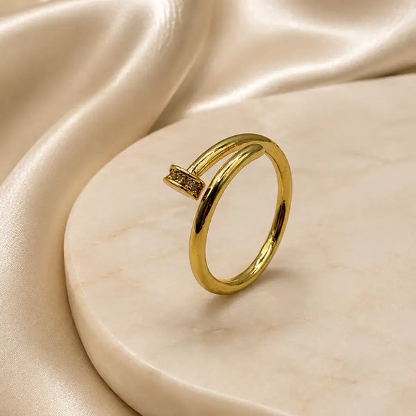 Curved Nail Gold Plated Adjustable Rings for Ladies