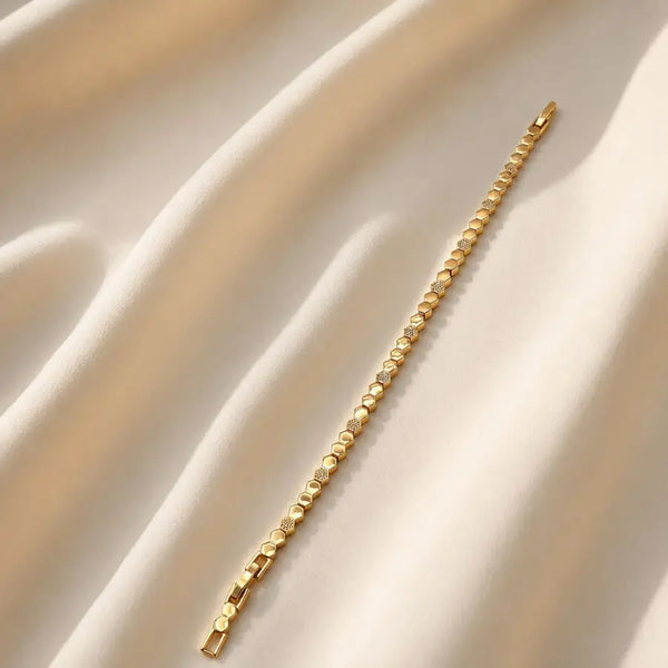 Delicate Hexagonal Gold Plated Tennis Bracelet