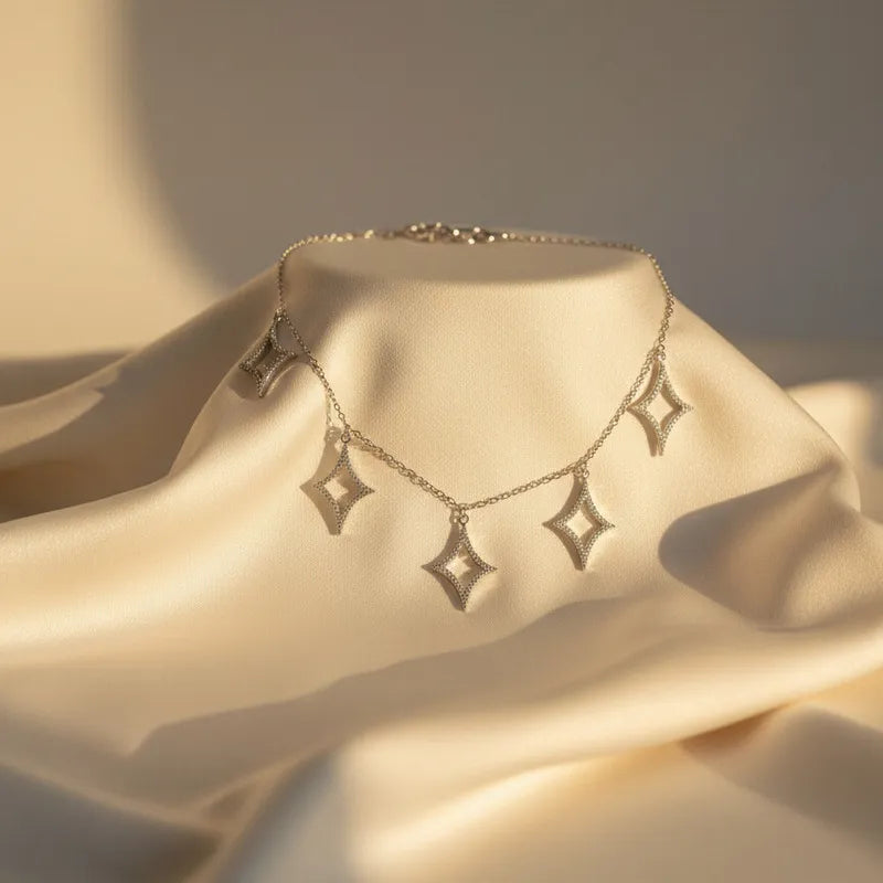 Elegant Star Drop Necklace Set – Gold & Silver