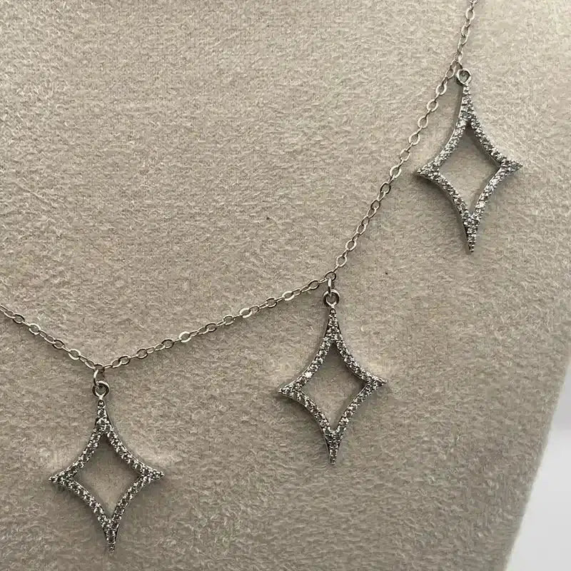 Elegant Star Drop Necklace Set – Gold & Silver